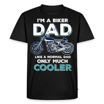 Biker Dad- Motorcycling Saying Papa cool father - Men's Premium Organic T-Shirt - black - Front - Nico (187cm)