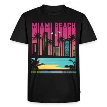 Miami Beach Skyline - Vue sur la plage de La Floride - T-shirt Premium bio Homme - noir - Devant - Nico (187cm)