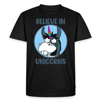 Croire Licorne - T-shirt Premium bio Homme - noir - Devant - Nico (187cm)