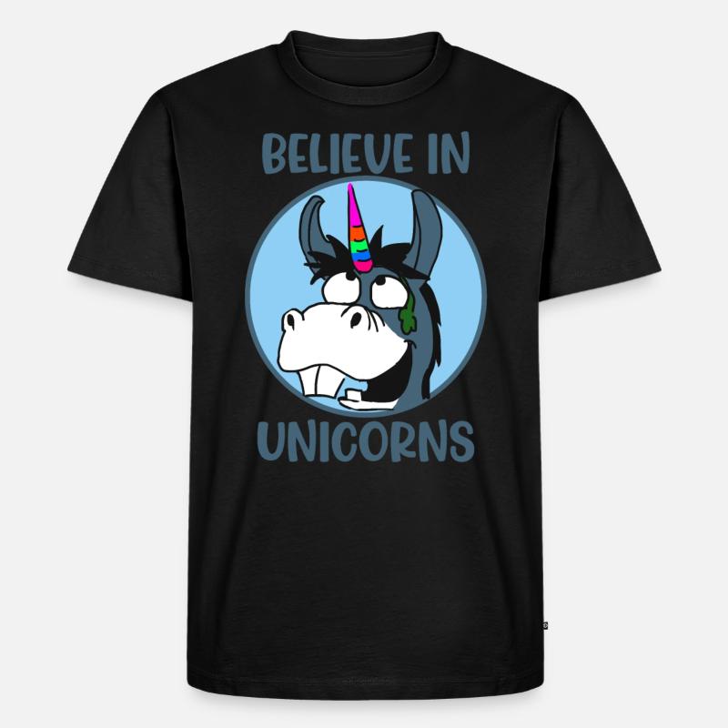 Glaube Einhorn Einhörner - Männer Premium Bio T-Shirt - Schwarz