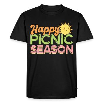 Pique-nique saison d’été - pique-nique soleil - T-shirt Premium bio Homme - noir - Devant - Nico (187cm)
