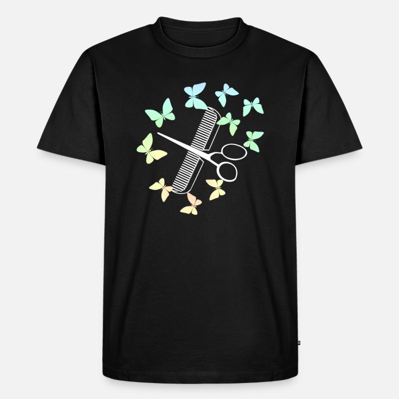 Firseur coiffeuse Ciseaux papillons - T-shirt Premium bio Homme - noir