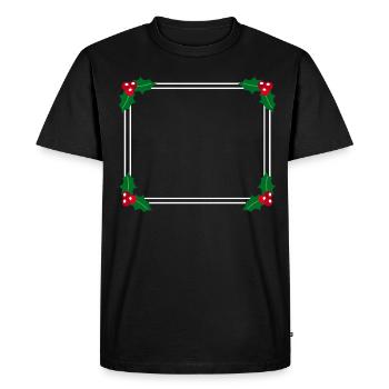 Frame with holly Winter Christmas - Men's Premium Organic T-Shirt - black - Front - Nico (187cm)