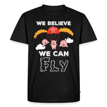 Flying Pig Parachute Skydiving - Men's Premium Organic T-Shirt - black - Front - Nico (187cm)