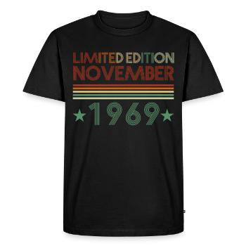 52ème anniversaire Novembre 1969 Idée cadeau - T-shirt Premium bio Homme - noir - Devant - Nico (187cm)