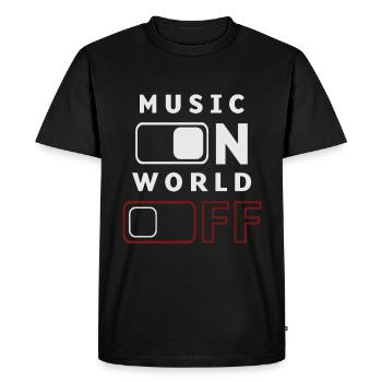 Musique allumée, Monde éteint - T-shirt Premium bio Homme - noir - Devant - Nico (187cm)