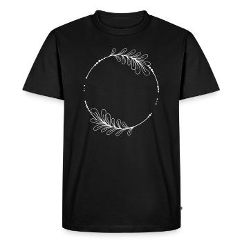 White circle frame with leaves - Men's Premium Organic T-Shirt - black - Front - Nico (187cm)