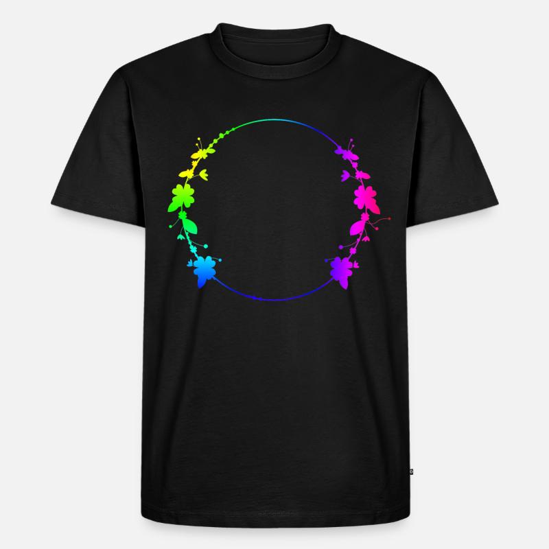 Bunter Rahmen mit Blumen - Männer Premium Bio T-Shirt - Schwarz
