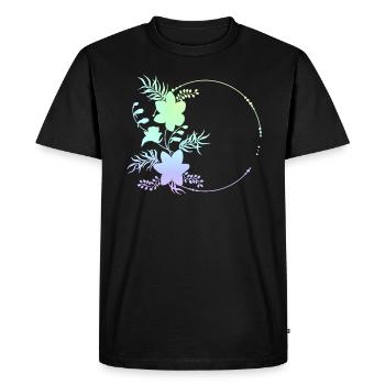 Circular frame flowers ornaments - Men's Premium Organic T-Shirt - black - Front - Nico (187cm)