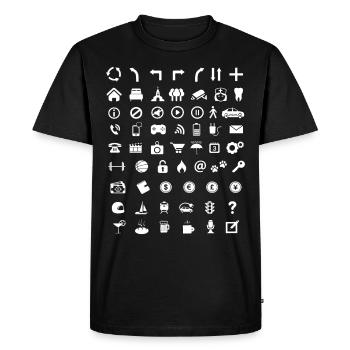 Icônes | pour les voyages, les pays étrangers et les langues - T-shirt Premium bio Homme - noir - Devant - Nico (187cm)