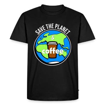sauver la planète et le café - T-shirt Premium bio Homme - noir - Devant - Nico (187cm)