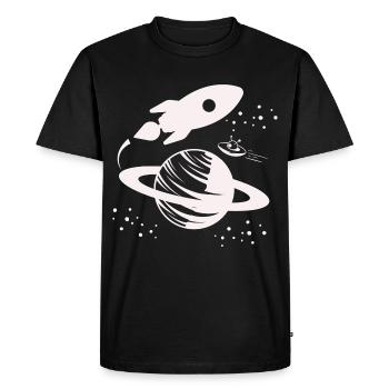 Astronaut - Space Rocket Universe Planet - Men's Premium Organic T-Shirt - black - Front - Nico (187cm)