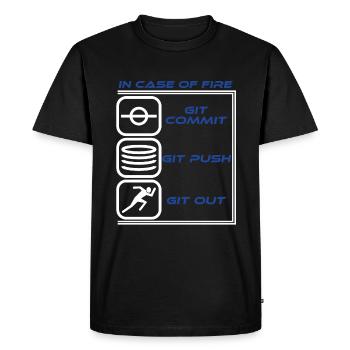 "En cas de feu Git Commit Git Push Git Out" - T-shirt Premium bio Homme - noir - Devant - Nico (187cm)