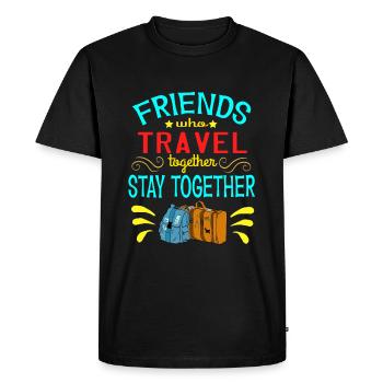 Voyager avec des amis? Un joli motif de voyage - T-shirt Premium bio Homme - noir - Devant - Nico (187cm)