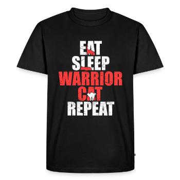 Mangez des tshirts Sleep Warrior Cat Repeat - T-shirt Premium bio Homme - noir - Devant - Nico (187cm)