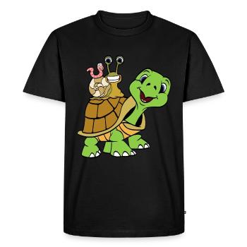 Nouveauté Merch. Drôle Ver Escargot Tortue - T-shirt Premium bio Homme - noir - Devant - Nico (187cm)
