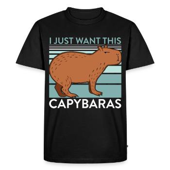 Motif Capibara pour rongeurs propriétaires de Capibara - T-shirt Premium bio Homme - noir - Devant - Nico (187cm)