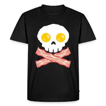 When Bacon Is Love, Bacon Is Life "Egg Skull - Men's Premium Organic T-Shirt - black - Front - Nico (187cm)