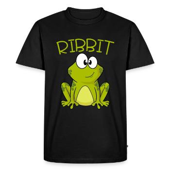 Animal Frog Tee For Animal Lovers "Frog Ribbit" - Men's Premium Organic T-Shirt - black - Front - Nico (187cm)