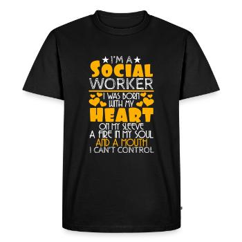 I'm A Social Worker I Was Born With My Heart On - Men's Premium Organic T-Shirt - black - Front - Nico (187cm)