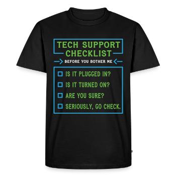 Tech Support Checklist Coding Shirt For - Men's Premium Organic T-Shirt - black - Front - Nico (187cm)