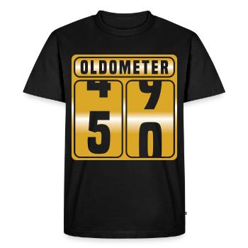 T-shirt d'anniversaire en or "Oldometer 50" pour - T-shirt Premium bio Homme - noir - Devant - Nico (187cm)