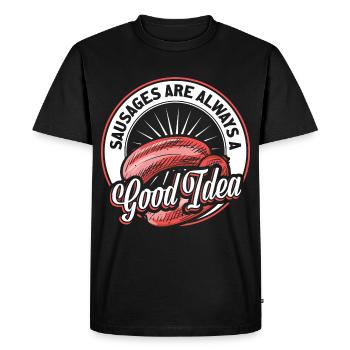 Saucisse - T-shirt Premium bio Homme - noir - Devant - Nico (187cm)