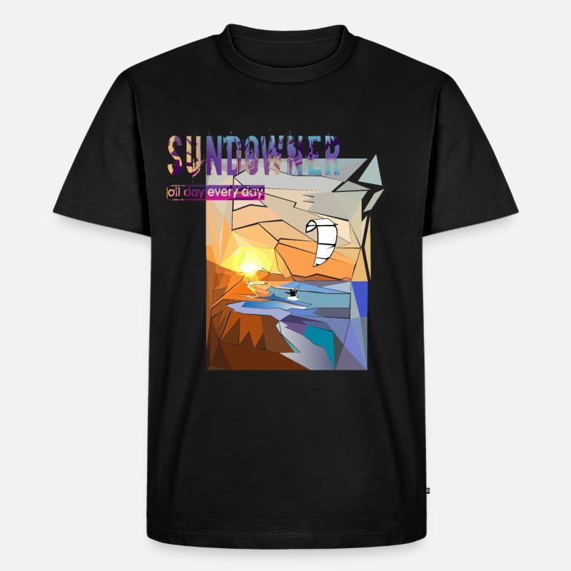 Sundowner Kitesurfer - Männer Premium Bio T-Shirt - Schwarz