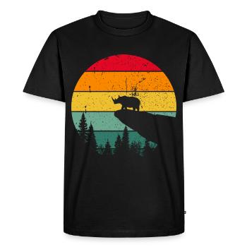 Vintage Rétro Rhinocéros Afrique Safari Animaux Cadeau - T-shirt Premium bio Homme - noir - Devant - Nico (187cm)