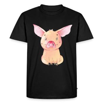 Porc-cochon porcelets cochon porcelets Assis 3 - T-shirt Premium bio Homme - noir - Devant - Nico (187cm)