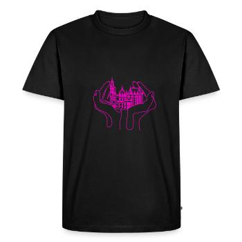City of Aachen, cathedral, lineart - Men's Premium Organic T-Shirt - black - Front - Nico (187cm)