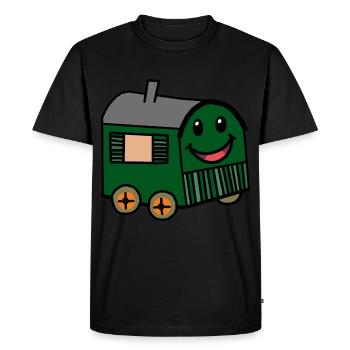 Happy Bauwagen Hut House Garden House Nature - T-shirt Premium bio Homme - noir - Devant - Nico (187cm)