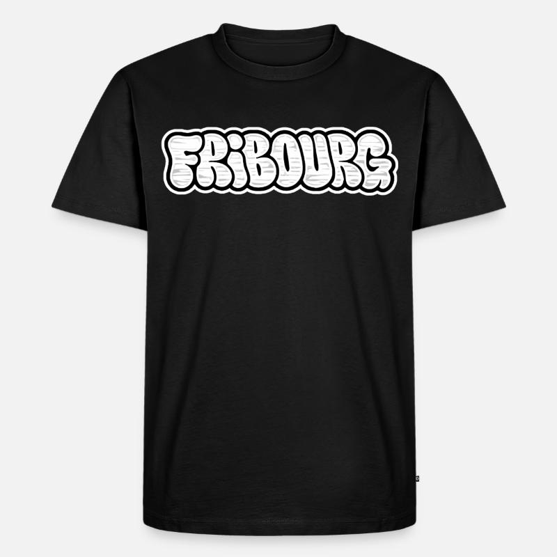 Fribourg Throwie Graffiti - Männer Premium Bio T-Shirt - Schwarz