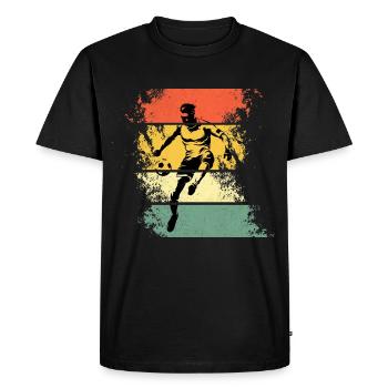 Football rétro avec football sur vintage look used look - T-shirt Premium bio Homme - noir - Devant - Nico (187cm)