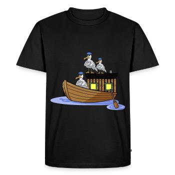 Bateau Navire Mouettes Marins Mer du Nord Mer Baltique Kiel - T-shirt Premium bio Homme - noir - Devant - Nico (187cm)