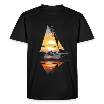 Voilier Sunset : la liberté au bord de la mer - T-shirt Premium bio Homme - noir - Devant - Nico (187cm)
