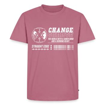 Straight Edge Végétalien, Anti-drogue, Punk - T-shirt Premium bio Homme - mauve - Devant - Nico (187cm)