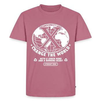 Straight Edge Végétalien, Anti-drogue, Punk - T-shirt Premium bio Homme - mauve - Devant - Nico (187cm)