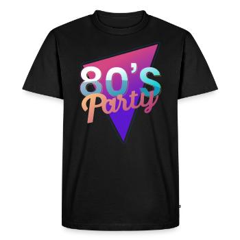 80s party gift neon retro vintage cult - Men's Premium Organic T-Shirt - black - Front - Nico (187cm)