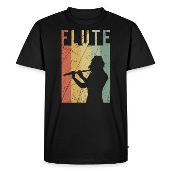 Flûte traversière flûte cadeau rétro musique vintage - T-shirt Premium bio Homme - noir - Devant - Nico (187cm)