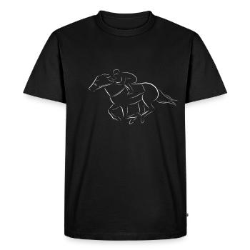Courses hippiques Cheval équestre cadeau équestre - T-shirt Premium bio Homme - noir - Devant - Nico (187cm)