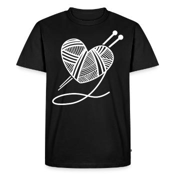Tricoter des aiguilles de laine coeur cadeau à la main - T-shirt Premium bio Homme - noir - Devant - Nico (187cm)