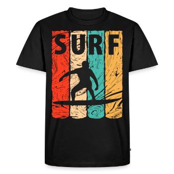 Surf, vague surf, surf, surf - T-shirt Premium bio Homme - noir - Devant - Nico (187cm)