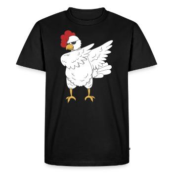 Chicken rooster dabbing dance gift animal farm - Men's Premium Organic T-Shirt - black - Front - Nico (187cm)