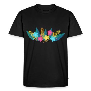 Palme d'hibiscus - T-shirt Premium bio Homme - noir - Devant - Nico (187cm)