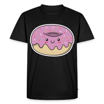 Donut kawaii cadeau glaçage visage mignon - T-shirt Premium bio Homme - noir - Devant - Nico (187cm)