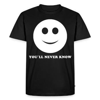 SMILE GRUSELY EVIL FUNNY FUNNY HUMOUR IRONY (W) - T-shirt Premium bio Homme - noir - Devant - Nico (187cm)