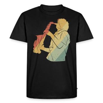 Saxophone rétro - T-shirt Premium bio Homme - noir - Devant - Nico (187cm)