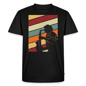 Saxophone rétro - T-shirt Premium bio Homme - noir - Devant - Nico (187cm)