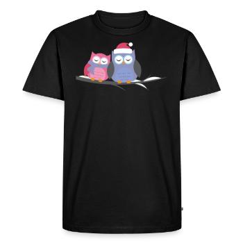 Deux chouettes chouettes câlins - T-shirt Premium bio Homme - noir - Devant - Nico (187cm)